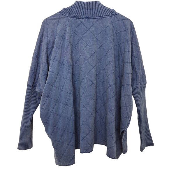 Free People Shiloh Quilted Sweatshirt Ribbed Collar Quarter Zip Size S - Picture 2 of 6